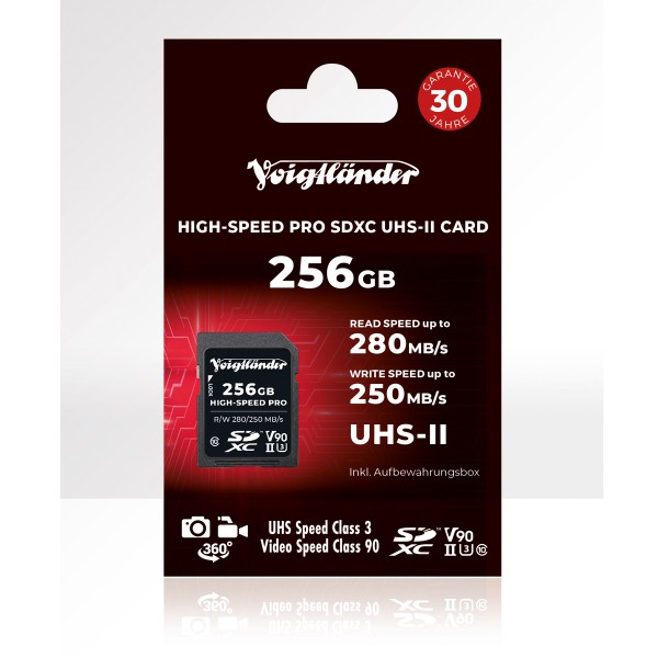 Voigtländer Prof. High-Speed SDXC 256GB, UHS-II, Cl10, U3, V90 (280/250 MB/s)